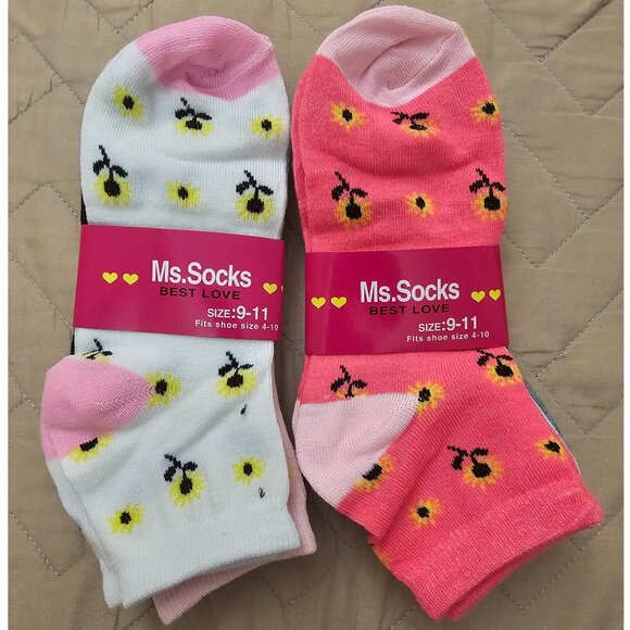 Women's Ankle Socks, Sunflower Print, 6-pack - Picture 1 of 7